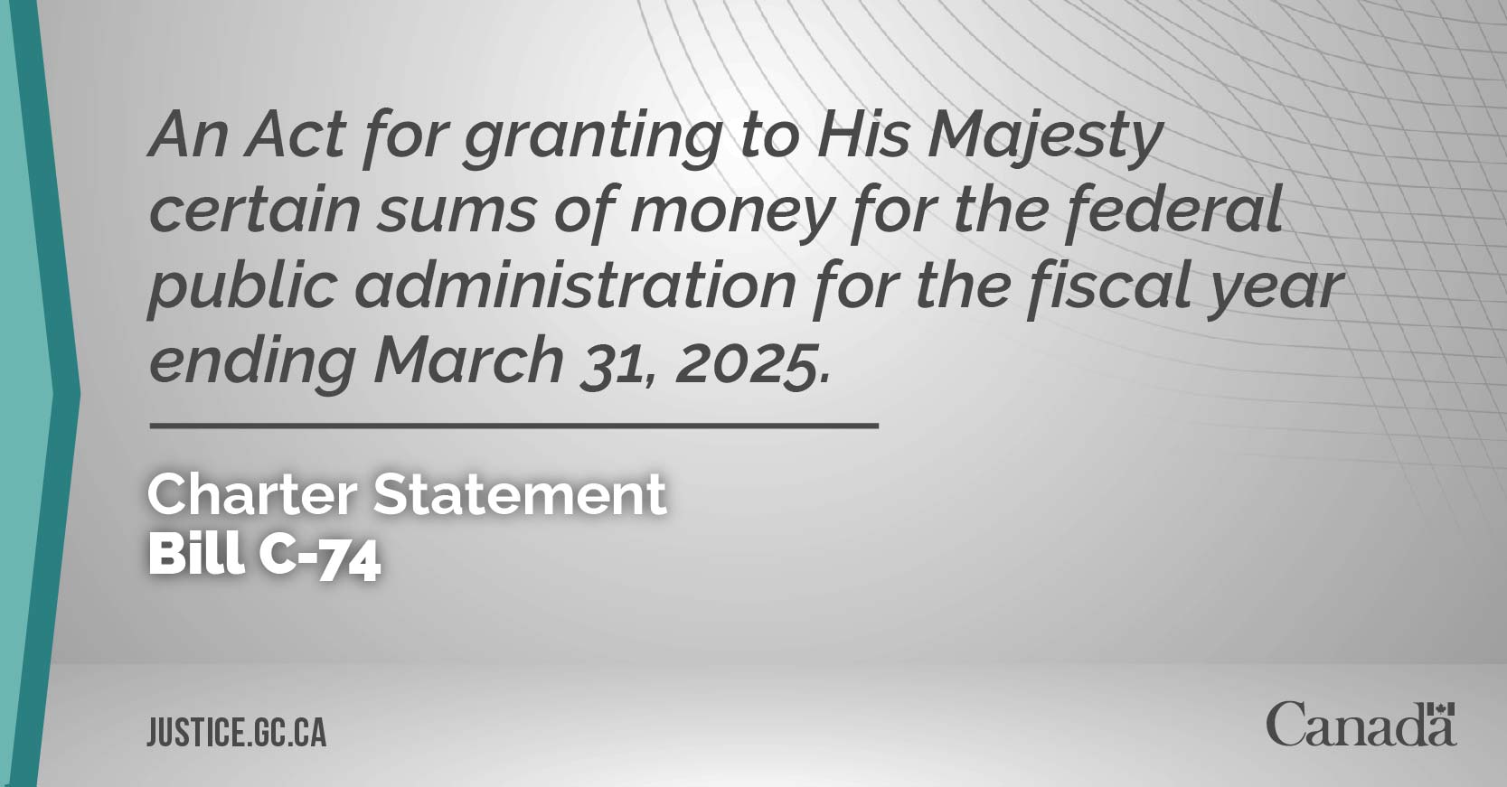 Bill C-74: An Act for granting to His Majesty certain sums of money for the federal public administration for the fiscal year ending March 31, 2025