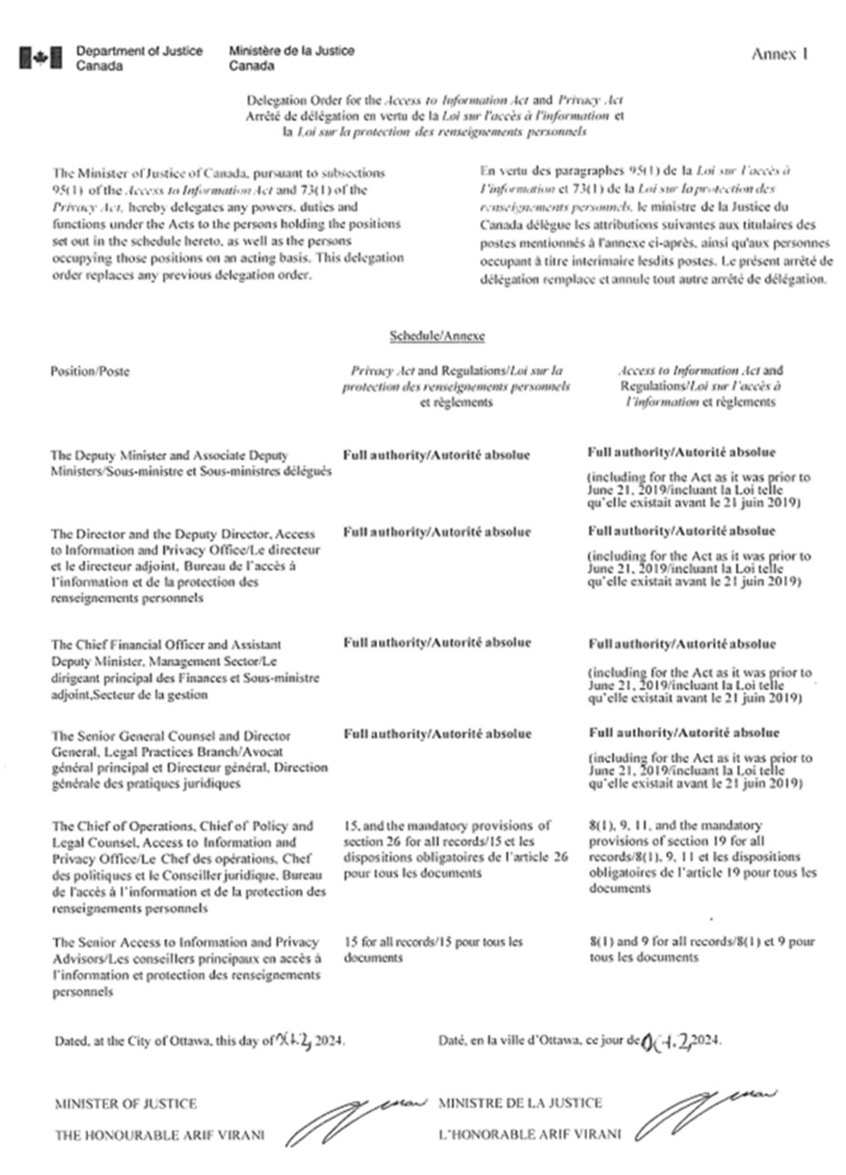 Delegation order