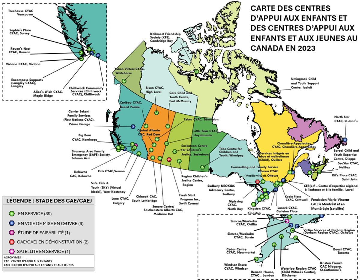 Figure&nbsp;2&nbsp;: Carte des CAE/CAEA canadiens en 2023