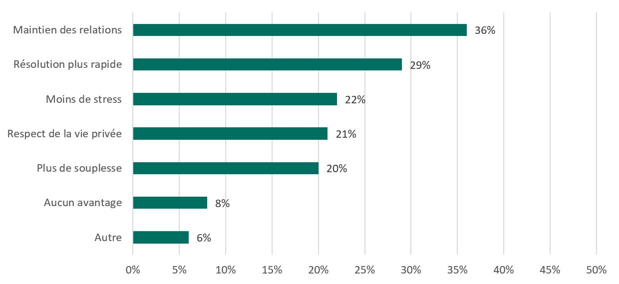Figure&nbsp;9&nbsp;: Principaux avantages de l&rsquo;utilisation d&rsquo;un processus informel selon les répondants au sondage (sondage de l&rsquo;évaluation du BOSRI)